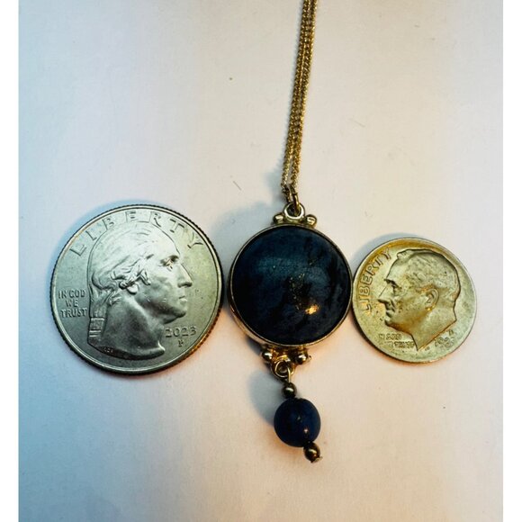 Sterling Silver 925 Lapis Lazuli Pendant Necklace, 18”, 8.49g, Elegant Design - Picture 5 of 11